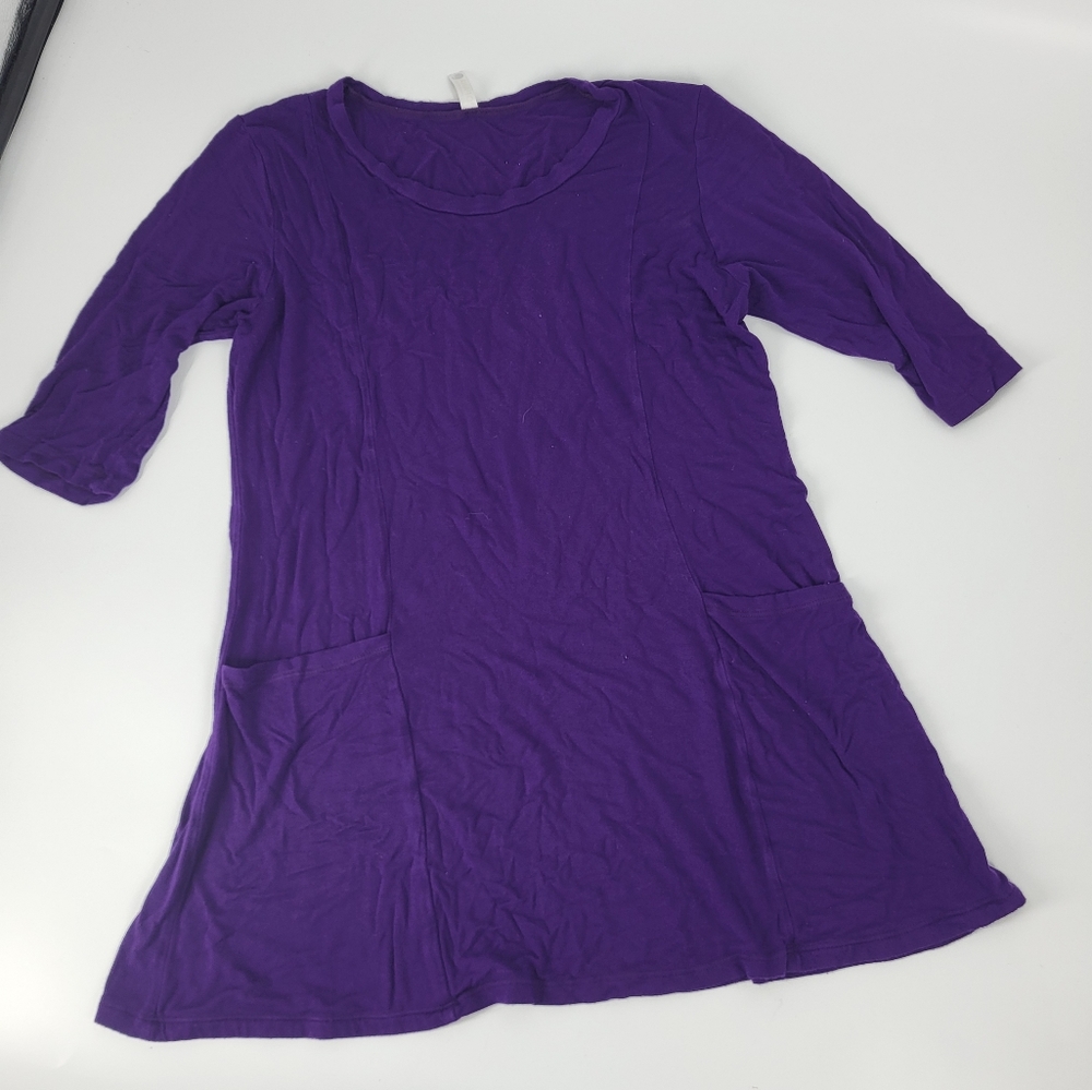 Popana Purple Short Sleeve Tunic with Pockets